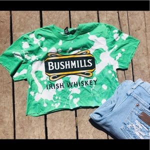 Bleached distressed bushmills beer tee shirt